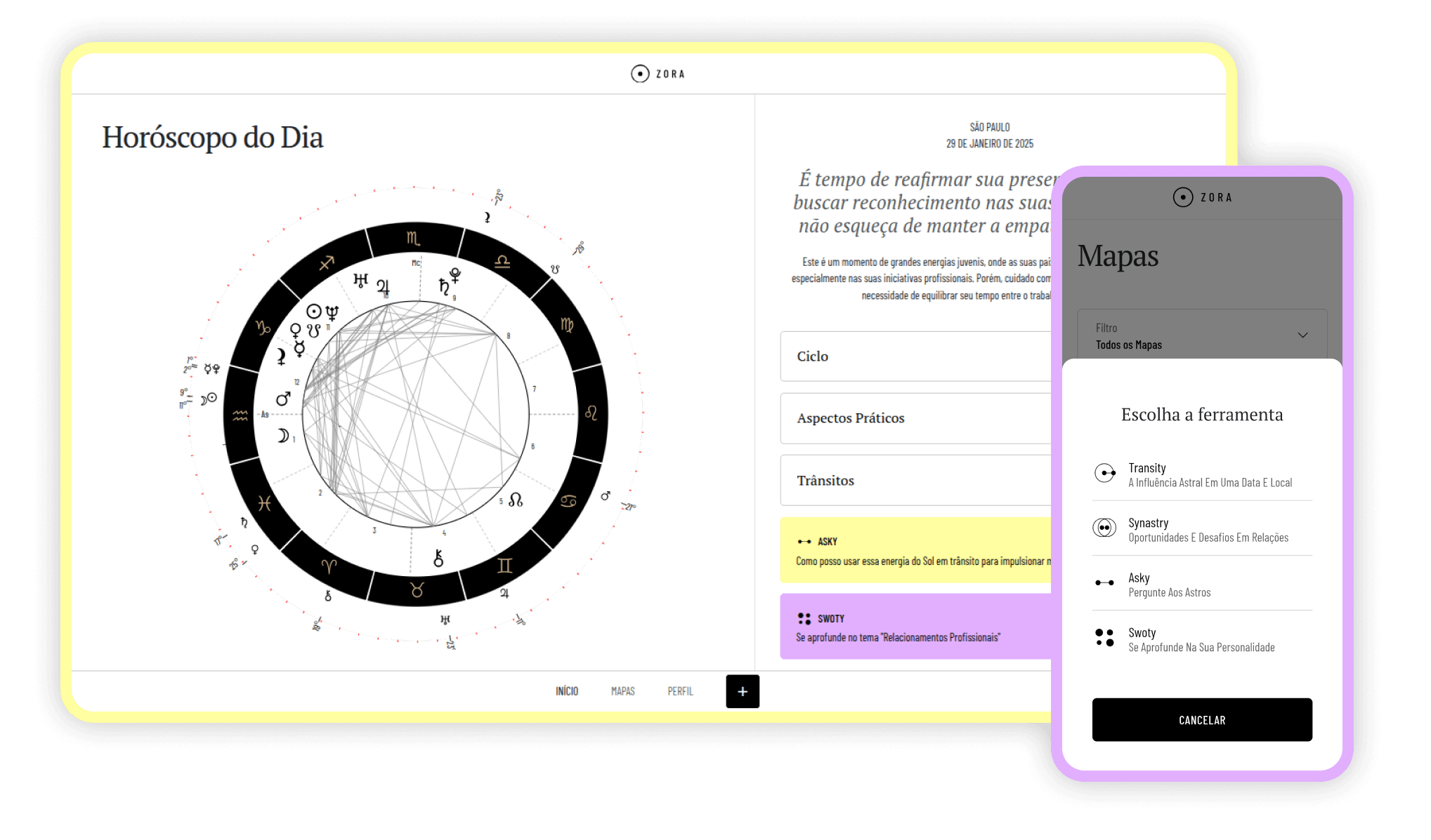Telas da Aplicação Zora
